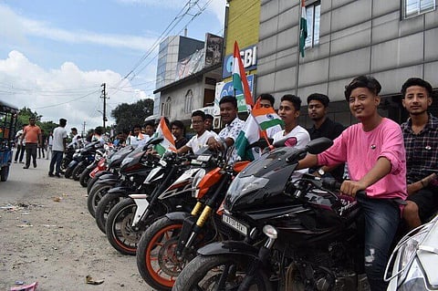 High on Patriotism, Bikers Take out Independence Day ‘Freedom Ride’ at Tangla