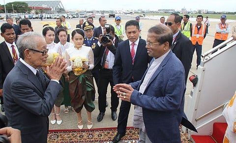 Sri Lankan President Maithripala Sirisena Arrives in Cambodia for 1st State Visit