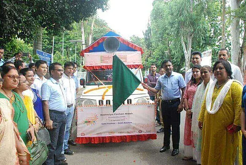 Deputy Commissioner Narsing Pawar Flags off Poshan Rath in Tezpur