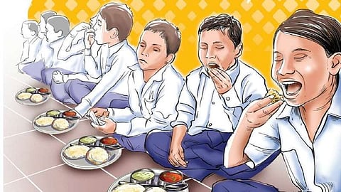 Headmistress Caught stealing rice for midday meal