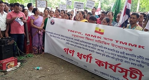 Mass Dharna by 3 Mising Organizations in Dhakuakhana