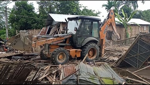 Houses demolished under Eviction drive at Imphal's reserved forest area