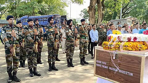 Tribute paid to remains of martyr Padam Bahadur Shrestha in Bokajan