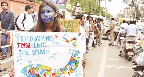 B Barooah College Students Protest against Drastic Climate Change