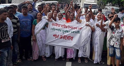 Bihaguri villagers block NH-15, protest failure in curbing menace of wild elephants