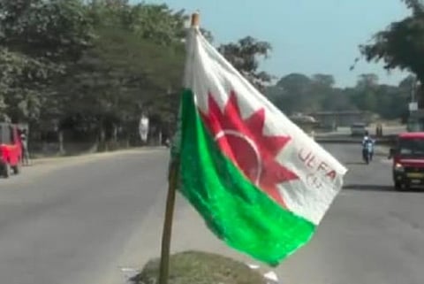 ULFA (I) flags flown in various places of Golaghat district