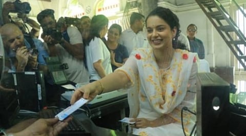 Kangana Ranaut turns rail ticketseller at Mumbai station