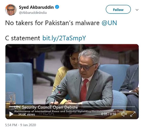"There are no takers here for your malware," Syed Akbaruddin of India tells Pakistan