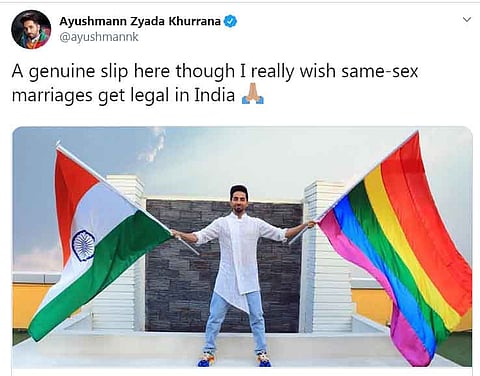 Actor Ayushmann Khurrana says recent comment on same-sex marriage a "genuine slip"