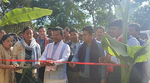 Minister Naba Kumar Doley laid foundation stone of police outpost at Dhakuakhana