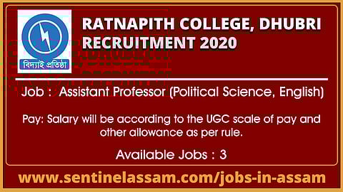Ratnapith College, Dhubri Recruitment 2020