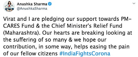 COVID-19 update: Celebrity couple Virat Kohli & Anushka Sharma pledges support for relief fund