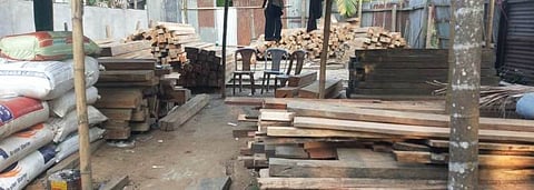 Forest Department of Cachar seized Illegally stacked timber