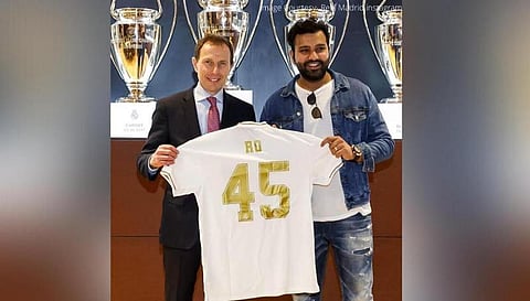 Real Madrid present Rohit Sharma with customized jersey at Bernabeu