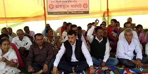 BASSA, SPOs protest against State land policy at Dispur Last Gate, Guwahati
