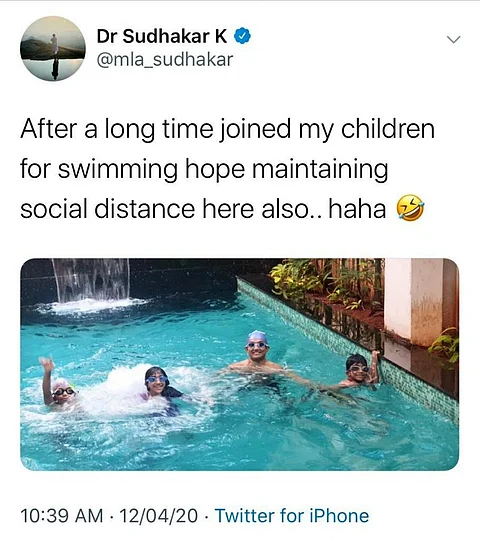 Congress slams minister from Karnataka for swimming pool pic