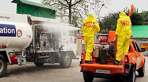 Sub-team of 1st Bn NDRF, Guwahati carries out sanitization drive in Kamrup (M) district