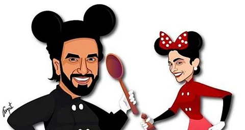 Ranveer Singh, Deepika Padukone channel inner Mickey and Minnie Mouse