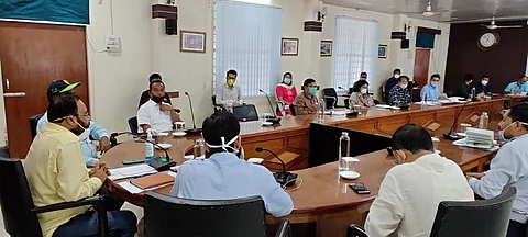 Keshab Mahanta, attends review meet with Water Resources Department officials