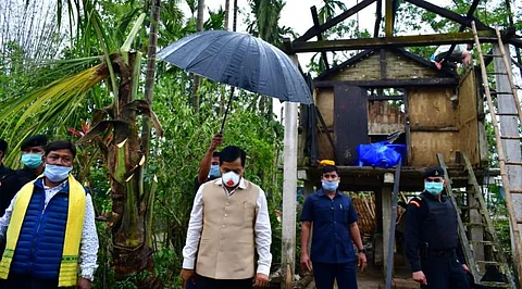 Chief Minister Sarbananda Sonowal visits storm-hit Lezai area, assures assistance