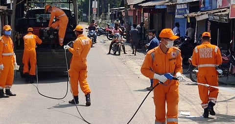 Sub-teams of 1st Batallion NDRF conducts sanitization, awareness programme in Guwahati