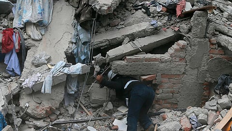 Falling building