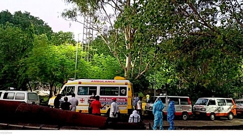 Ambulance at cremation area