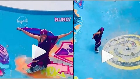 मराठमोळा स्वॅग! चक्क साडी नेसून केलं स्केटिंग; पाहा व्हिडिओ