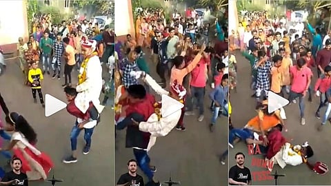 Video : वरातीत नवरदेवाची फजिती; नाचता नाचता तोल गेला अन्...