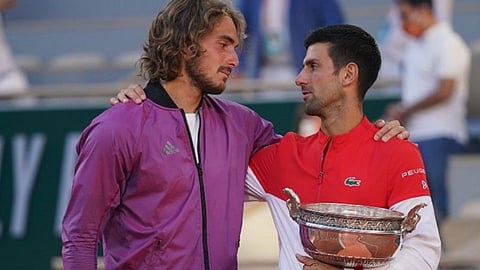 Stefanos Tsitsipas And Novak Djokovic