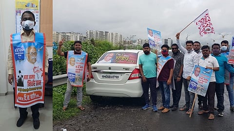 विमानतळाला दि बा पाटलांचेच नाव द्या!; भूमिपुत्रांचं आंदोलन