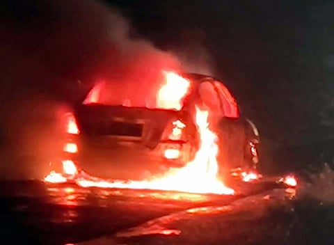 burning car