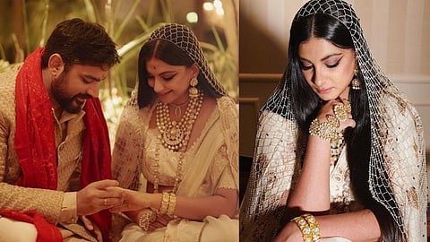 चंदेरी साडी, ब्राईडल ओढणी... रिया कपूरचा हटके वेडिंग लूक