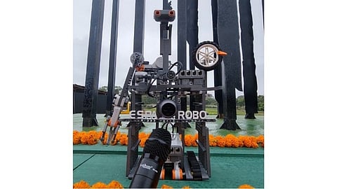 robot hoisted the flag