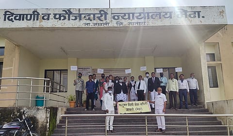 मेढा येथे "स्वातंत्र्याचा अमृत महोत्सव" कार्यक्रमाची तालीम