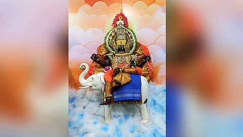 करवीर निवासिनी 'श्री अंबाबाई'ची इंद्राणी मातृका रुपात पूजा