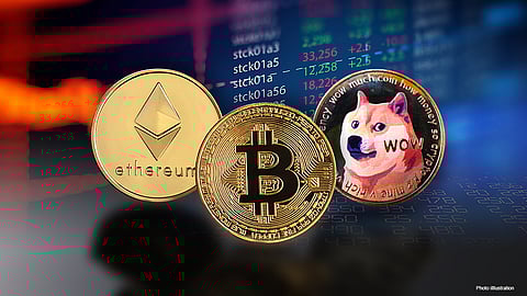 Bitcoin, Ethereum and Dogecoin