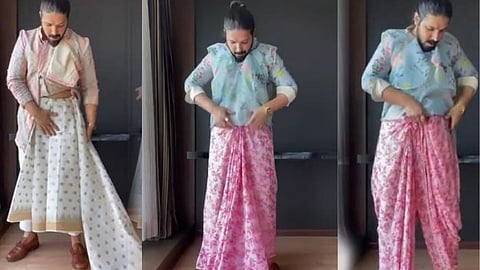 पुरूषांसाठीपण साडी फॅशन झाली आहे... तरूणाने शेअर केला व्हिडिओ