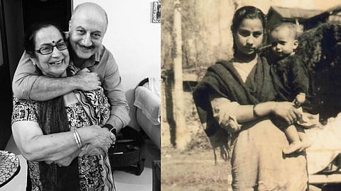 बालपणीचे अनुपम खेर आई दुलारीसोबत