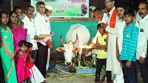 आचार्य विनोबा भावे गोअभयतीर्थ गोशाळेत वसुबारस निमित्त महादीपोत्सव
