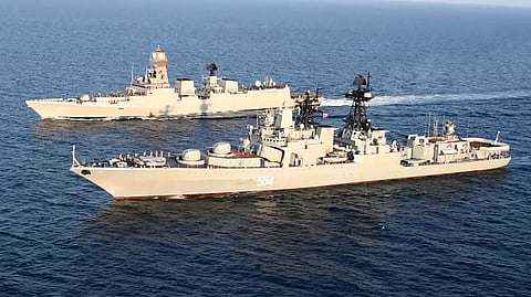 Exercise of Indo Russian warships