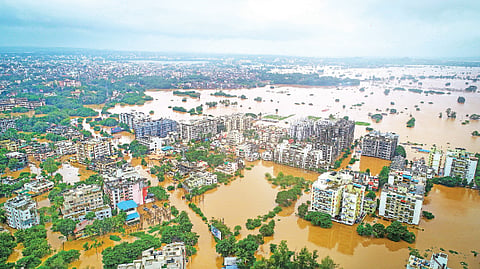 Panchganga and Bhogawati rivers disaster management awareness red and blue floodline kolhapur