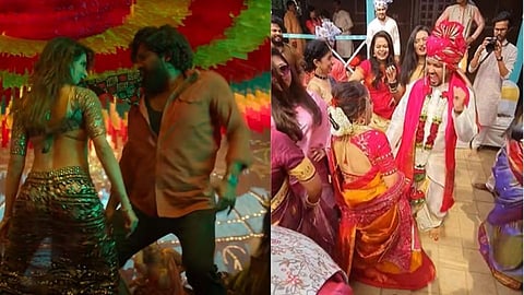 video of the bride and groom dancing to Pushpa song o Antava Goes Viral