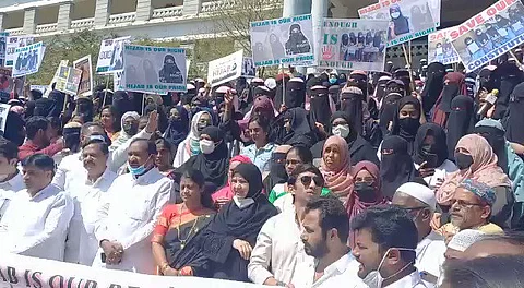 Congress Protest against Karnataka Hijab Row