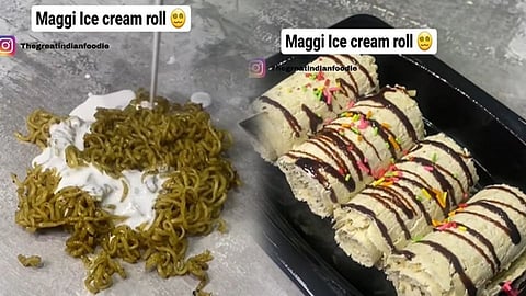 ice cream rolls with maggi