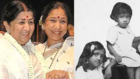 Lata Mangeshkar with Asha Bhosle.