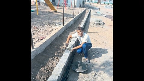 Zilla Parishad school Principal Built protective wall