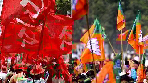 BJP and PWP party workers with Flag