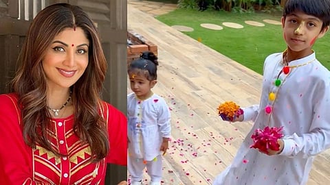 Shilpa Shetty Celebrate Holi with her Kids(Viaan and Samisha)