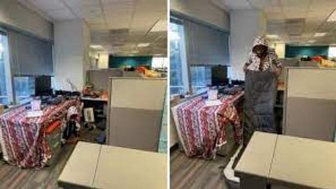 Man moves into office